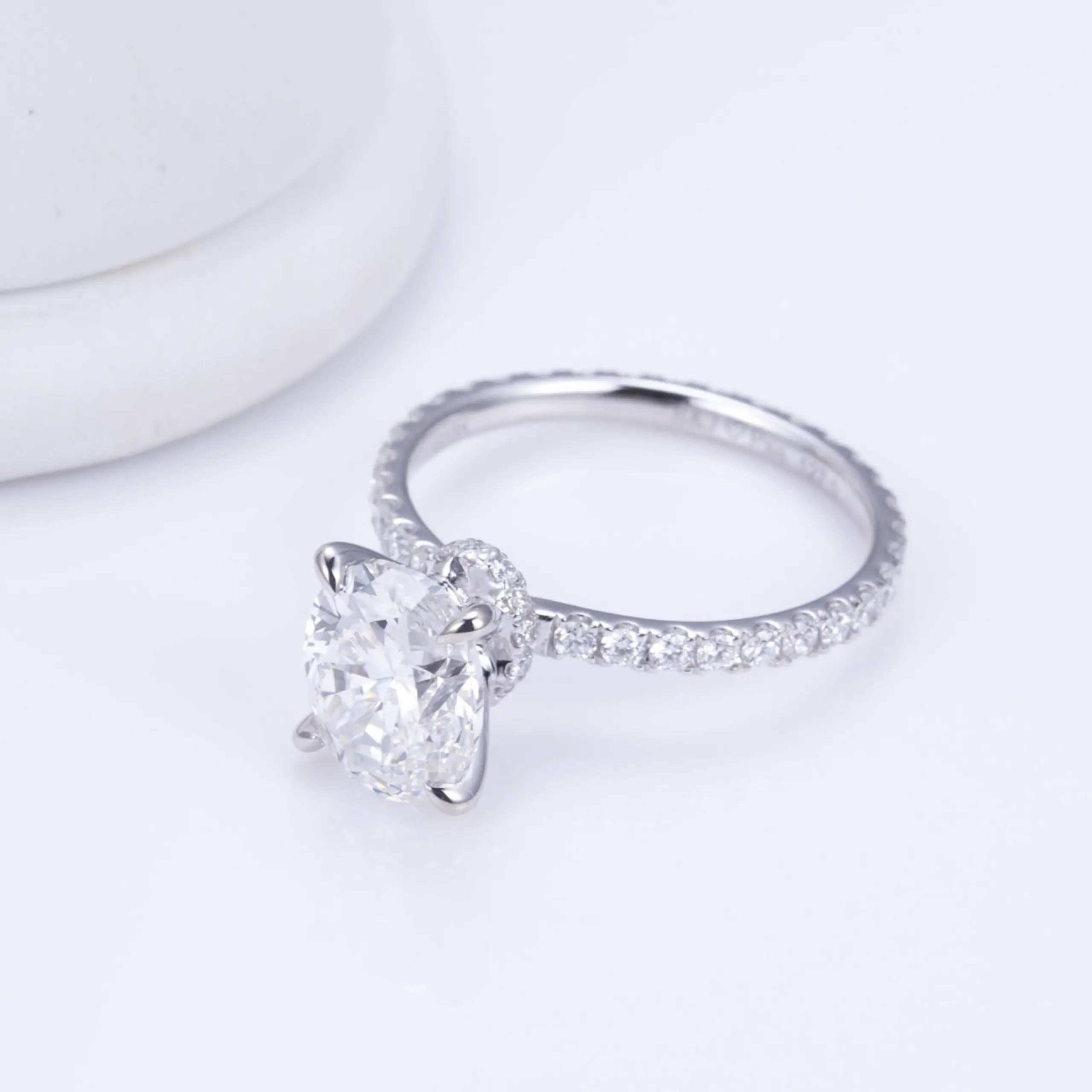 2ct Oval Lab Diamond Engagement Ring Side View - - BEST LAB ENGAGEMENT JEWELERS