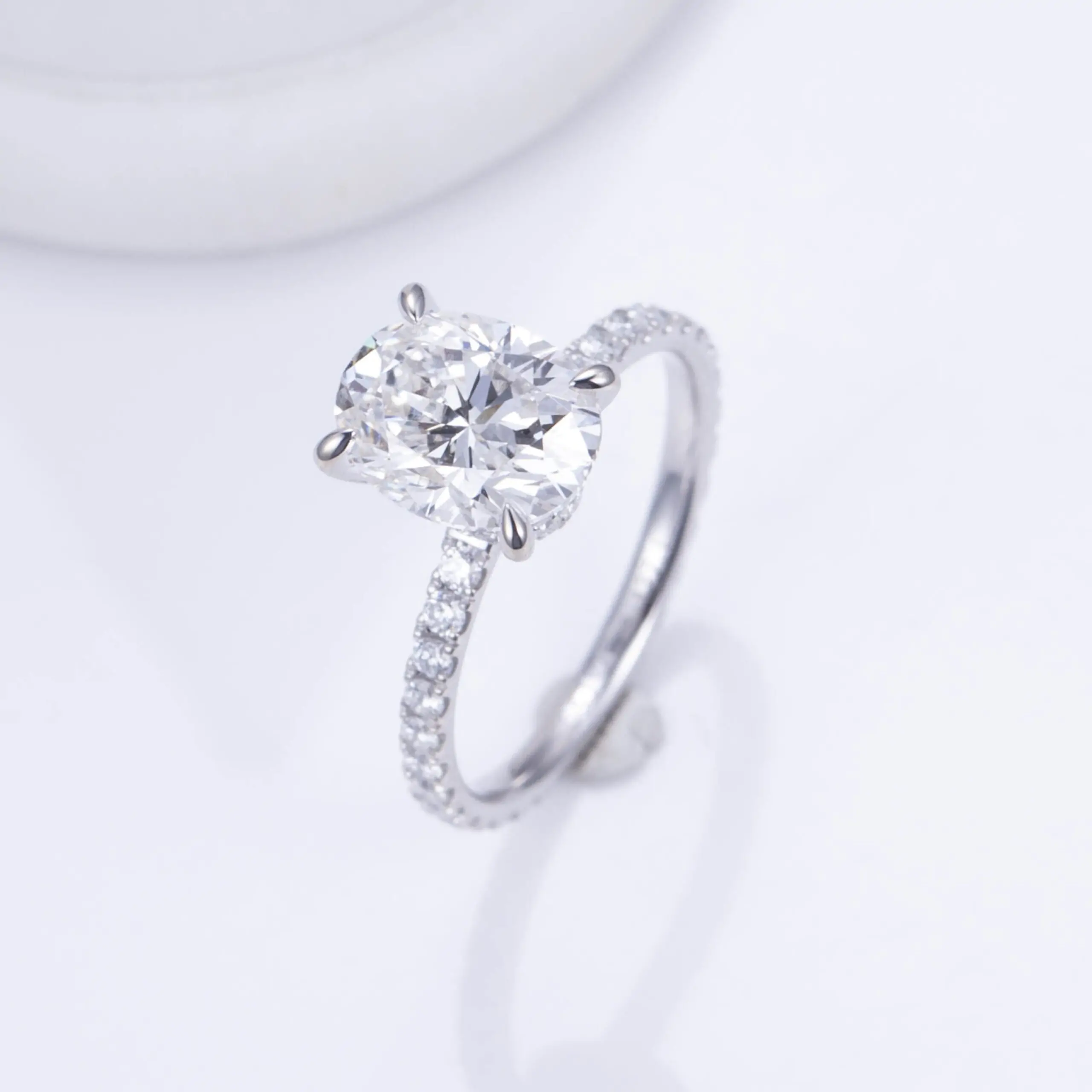 2ct Oval Lab Diamond Engagement Ring Front View - - BEST LAB ENGAGEMENT JEWELERS